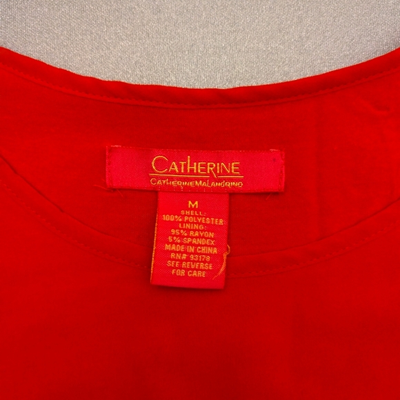 NWOT Catherine Malandrino Red Sheer Dress with Rayon Lining Size Medium - Picture 4 of 8